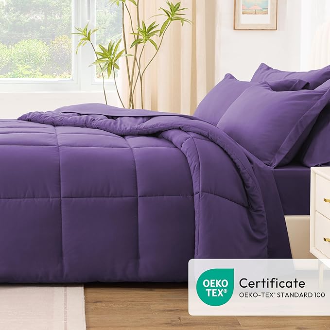 Love's cabin California King Comforter Set Dark Purple, 7 Pieces California - Image 5