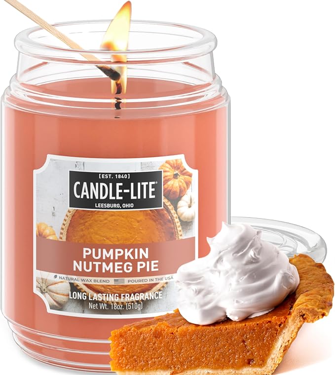 Candle-lite Halloween Scented Candles, Pumpkin Nutmeg Pie, 18 oz Jar, Proudly by Candle-liteCompany