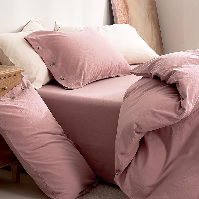 JELLYMONI 100% Washed Cotton Duvet Cover Queen – Soft, Breathable Linen-Look - Image 9