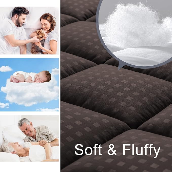 HYLEORY Queen Mattress Pad Quilted Fitted Mattress Protector Cooling Pillow Top - Image 3