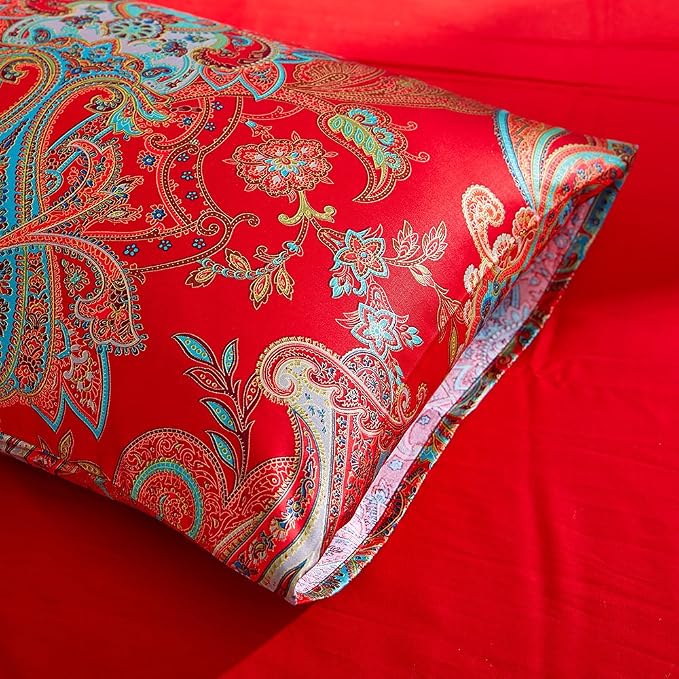 mixinni King Size Duvet Cover Set Paisley Light Blue Long Staple Cotton Percale - Image 6