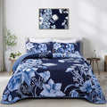 Floral Quilt Set Queen 3 Pieces Navy Blue Floral Quilt Coverlet Set Soft by DRUCON
