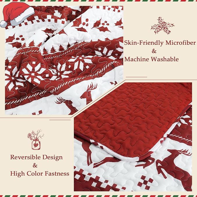 Exclusivo Mezcla Reversible Christmas Quilts Twin Size - Image 3
