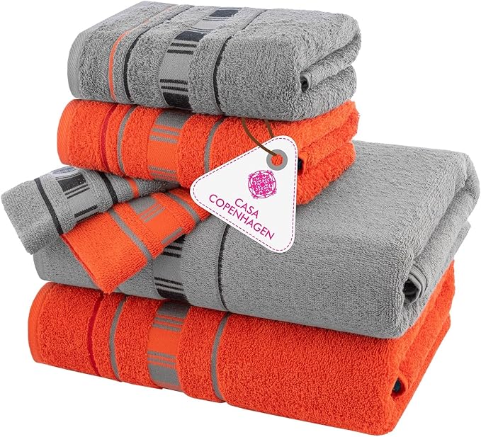 CASA COPENHAGEN X Line 6Pcs 100% Egyptian Cotton Large Designer Towels Gift by CASACOPENHAGEN