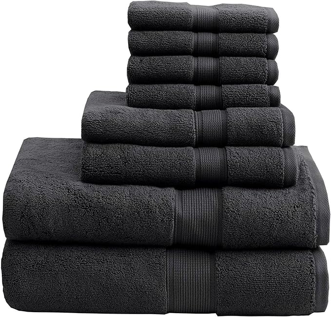 Madison Park 800GSM Bathroom Towel Set of 8 100% Cotton Bath Towel Set by MADISONPARK