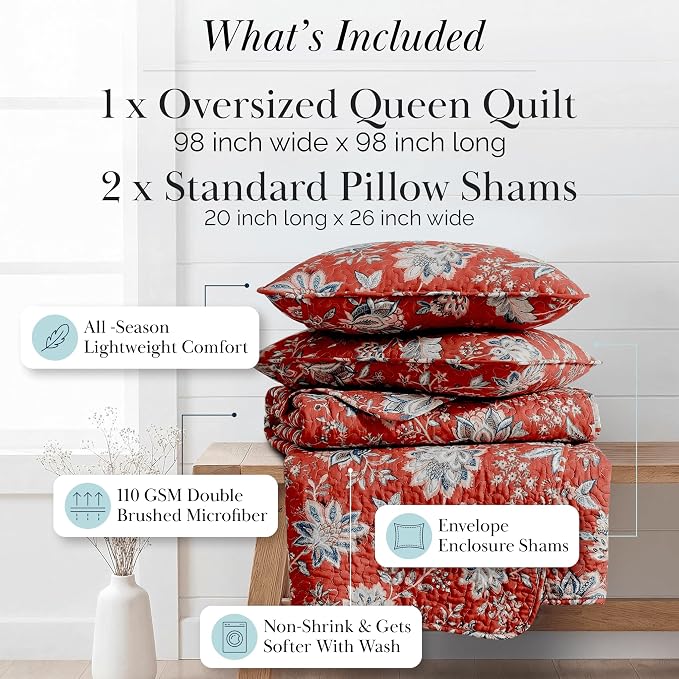 Southshore Fine Living, Inc. Oversized Full/Queen Quilt Bedding Set, Jacobean - Image 2