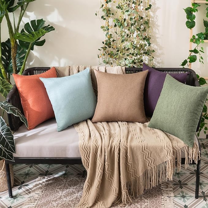 MIULEE Pack of 2 Decorative Outdoor Solid Waterproof Throw Pillow Covers Spring - Image 5