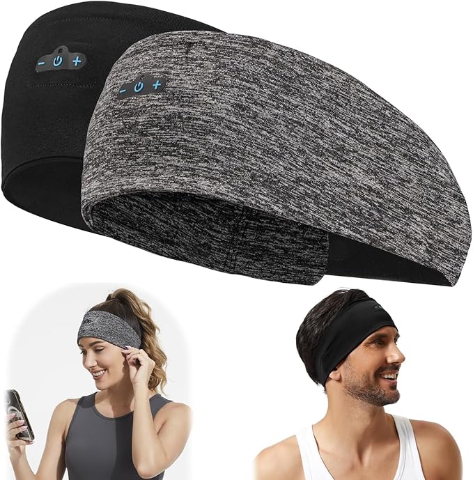 BORAYDA 2-Pack Bluetooth Headband, 18 Hours Play Time, HD Stereo, Built-in by BORAYDA