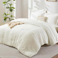 CozyLux Queen Comforter Set Ivory Seersucker 7 Pieces Bed in a Bag Queen by CozyLux