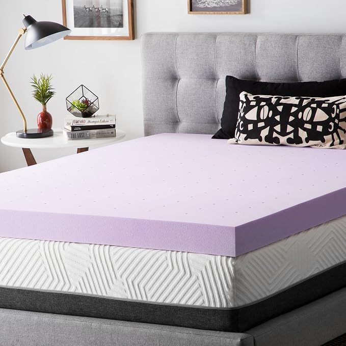 Lucid 4 Inch Lavender Memory Foam Mattress Topper, California King Size – - Image 7
