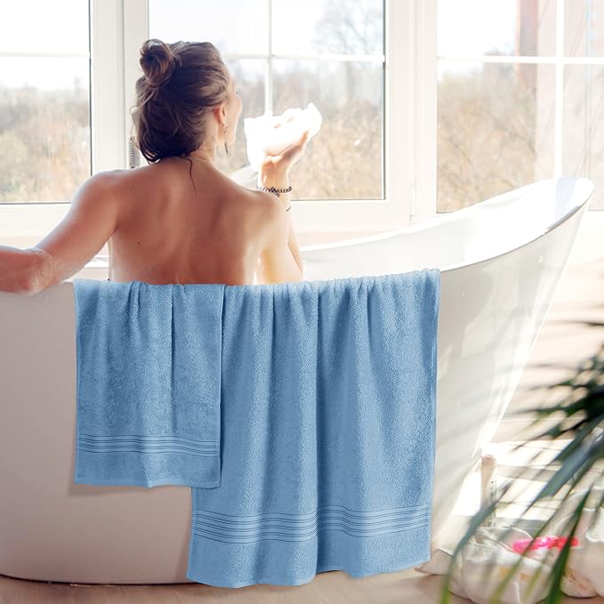 BOUTIQUO 6 Pack Cotton Towel Set, Contains 2 Bath Towels 28x55 inch, 2 Hand - Image 4