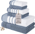 Modern Threads 6-Piece Towel Set – 100% Cotton, Quick Dry, Ultra Absorbent – by ModernThreads