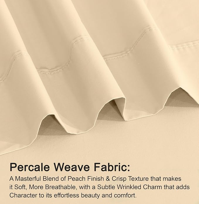 RUVANTI 100% Cotton Sheets – Twin Size Percale Bedding, Cooling & Breathable - Image 5