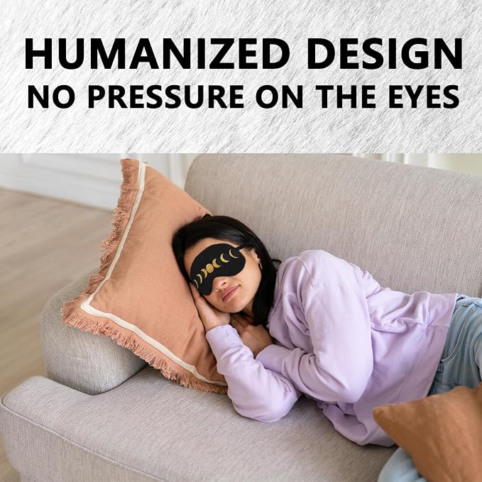 Boho Sun Moon Silk Eye Mask for Sleeping, Dorm Airplane Travel Nap, Boho Moon - Image 4