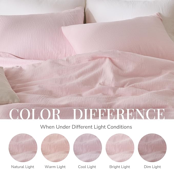 RRENEWROOTS Pink Twin Duvet Cover, 100% Sandwashed Cotton Soft Twin Size Duvet - Image 8