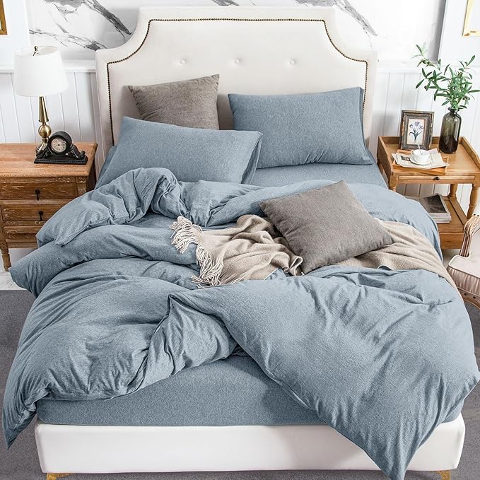 PURE ERA Jersey Knit Duvet Cover Set 100% T-Shirt Cotton Super Soft Comfy 3pc by PUREERA