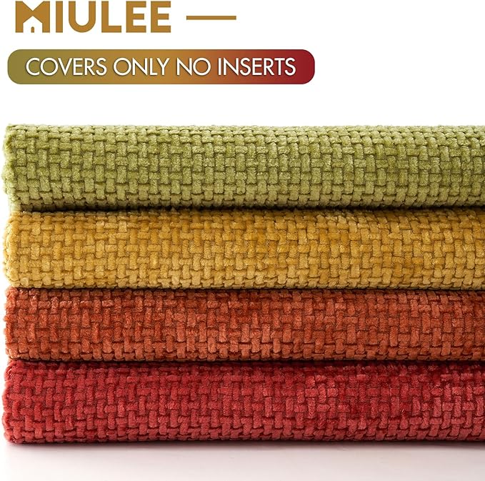 MIULEE Pack of 4 Burnt Orange Couch Throw Pillow Covers 18x18 Inch Yellow Green - Image 6