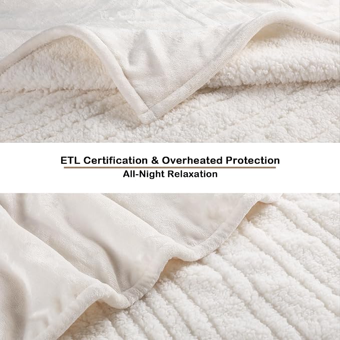 LaffyLo Electric Heated Blanket Queen Size 84 x 90, Dual Control, Fast Heating - Image 2