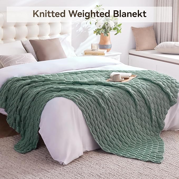 Knitted Weighted Blanket Kids, No Beads Heavy Blanket 36” x 48'' 5lbs, - Image 6