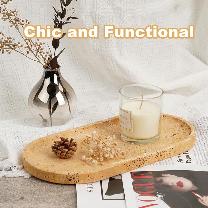Koville Turkish Natural Travertine Decorative Marble Tray - Image 3