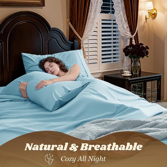 LBRO2M 1000 Thread Count 100% Egyptian Cotton Sheets Set Queen Size, 4 Piece - Image 5