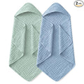 Yoofoss Hooded Baby Towels for Newborn 2 Pack 100% Muslin Organic Cotton Baby by YOOFOSS