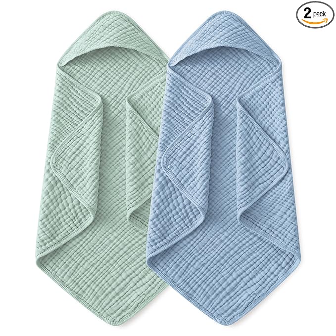 Yoofoss Hooded Baby Towels for Newborn 2 Pack 100% Muslin Organic Cotton Baby by YOOFOSS