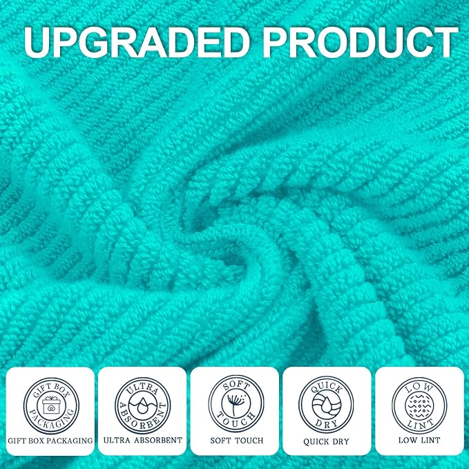 VOOVA & MOVAS Bathroom Hand Towels Set of 4, Large 18"x28" - Image 2
