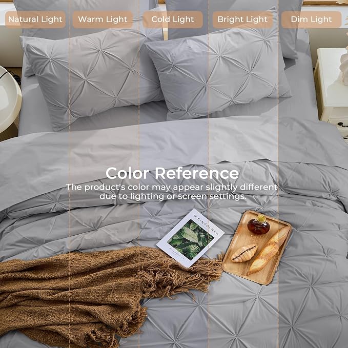 Sasttie Twin XL Comforter Set, 5-Piece Bed in a Bag, Pintuck Bedding Sets - Image 8