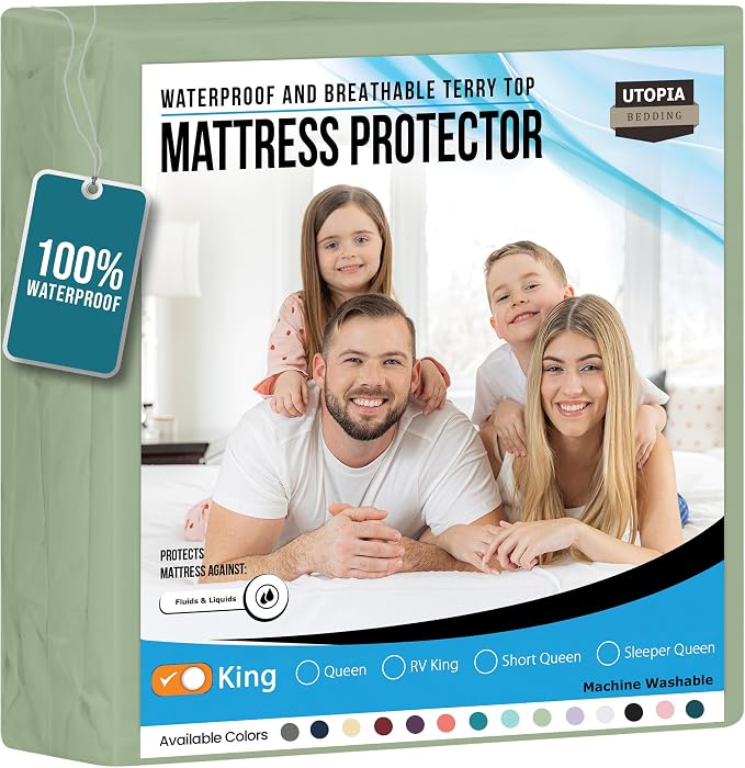 Utopia Bedding Waterproof Mattress Protector King Size, Premium 200 GSM Terry by UTOPIABEDDING