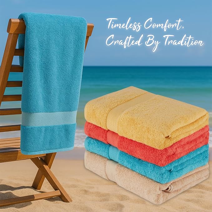 BolBom Towels 4 Pack Medium Bath Towel Set, 27“X54” Inches, 500 GSM 100% Ring - Image 4