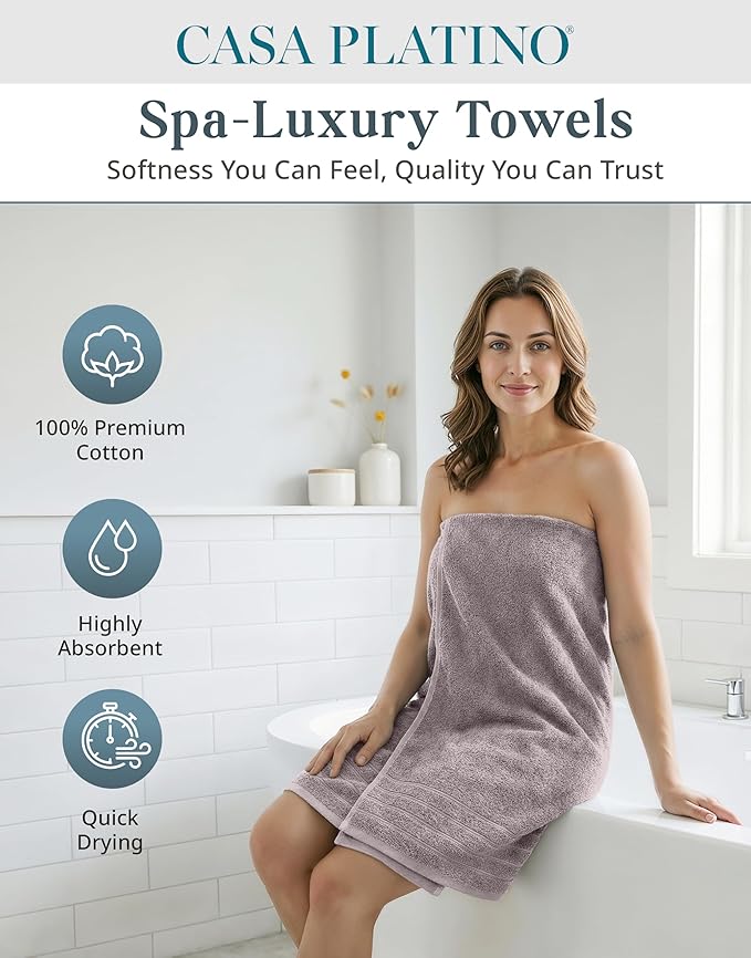 24-Piece Luxury Bathroom Towels – 100% Cotton Soft Towel Set, 2 Bath Sheets - Image 2