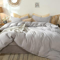 MooMee Bedding Duvet Cover Set 100% Washed Cotton Linen Like Textured by MOOMEE