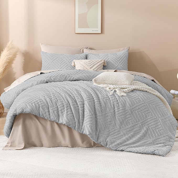 Andency Light Grey Oversized King Comforter 120''x120'', 3 Pieces Gray Super - Image 2
