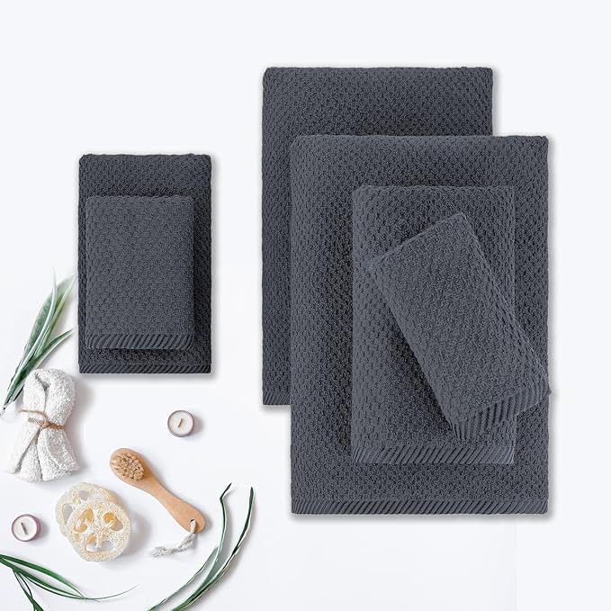 CASA COPENHAGEN Popcorn 6Pcs 100% Egyptian Cotton Large Designer Towels Gift - Image 3