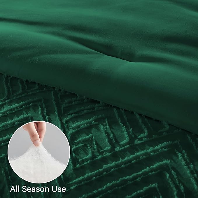 Zzlpp Twin Comforter Set 5 pieces, Emerald Green Tufted Bed in a Bag - Image 6