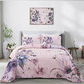 Floral Quilt Set King 3 Pieces Pink Floral Quilt Coverlet Set Soft Microfiber by DRUCON