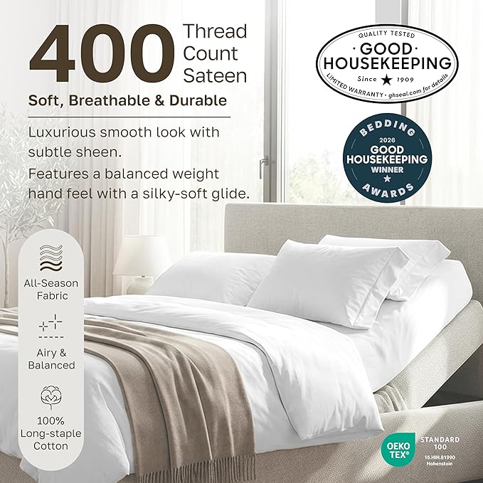 California Design Den Soft 100% Cotton Split King Sheet Set, 400 TC Good - Image 3