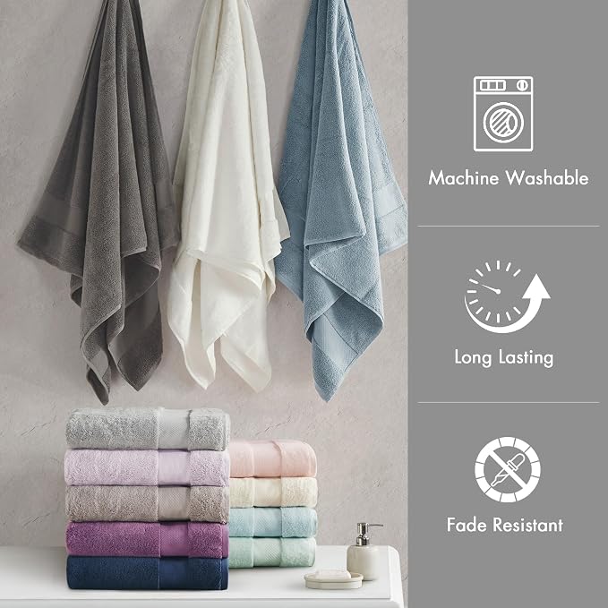 Madison Park Turkish 100% Cotton 600Gsm Luxury Premium Thick Soft Absorbent - Image 6