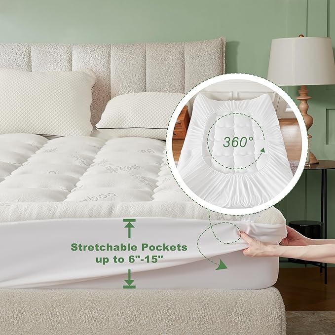 BEDLORE Twin Mattress Topper Viscose Derived from Bamboo, Thick Pillow Top - Image 6
