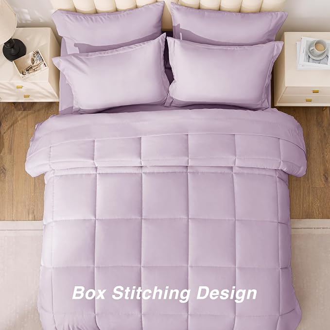Love's cabin Queen Comforter Set Light Purple, 7 Pieces Queen Bed in a Bag - Image 4