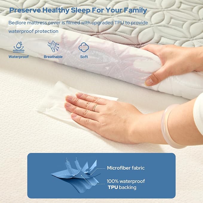 BEDLORE Waterproof Mattress Protector, Twin XL Size Mattress Pad - Image 2