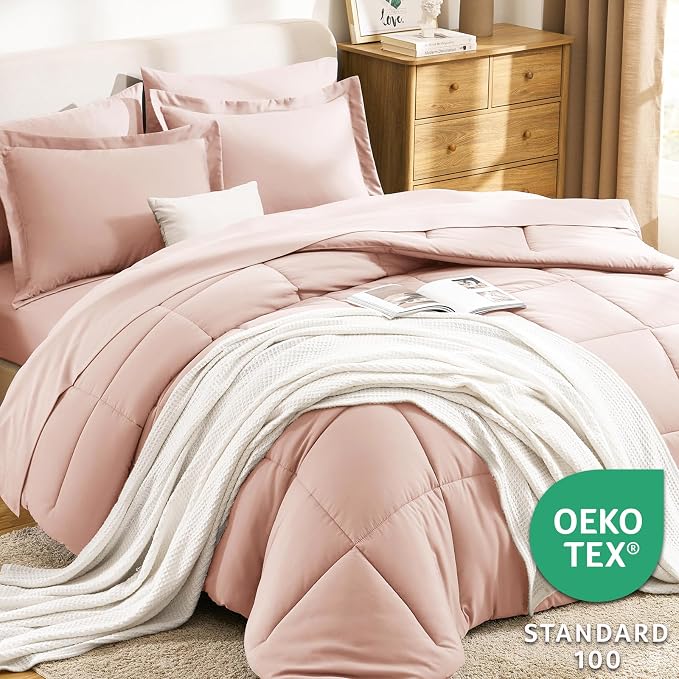 CozyLux King Size Comforter Set Blush Pink - Image 3