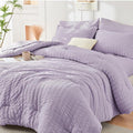 HYMOKEGE Lavender Twin Comforter Set Seersucker 5 Pieces, All Season Luxury Bed by HYMOKEGE