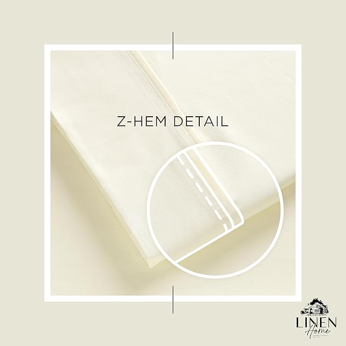 Linen Home 100% Cotton Percale Sheets Queen Size, Deep Pocket, 4 Pieces Set - Image 3