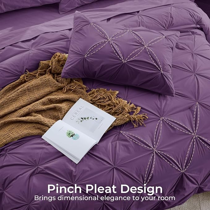 Sasttie Full Size Comforter Set, 7-Piece Bed in a Bag Double, Pintuck Bedding - Image 4