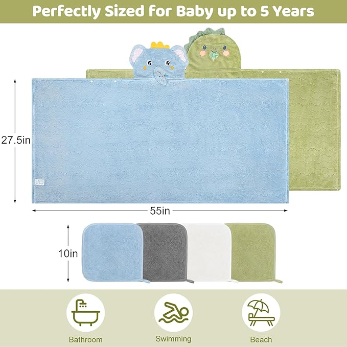 6 PCS Toddler Bath Towel Set for Boy Girl 0-5 Year, Ultra Soft Gifts for Infant - Image 2