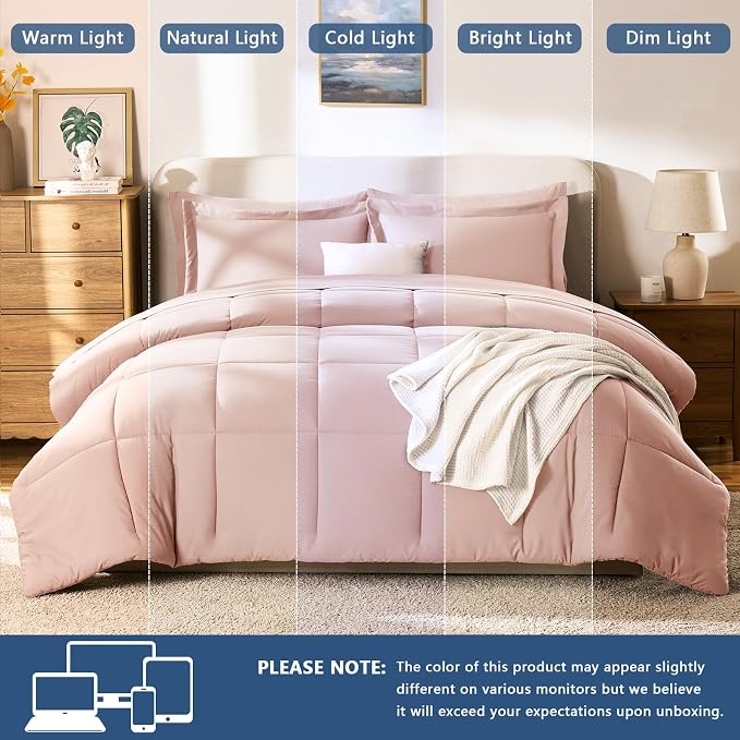 CozyLux King Size Comforter Set Blush Pink - Image 5