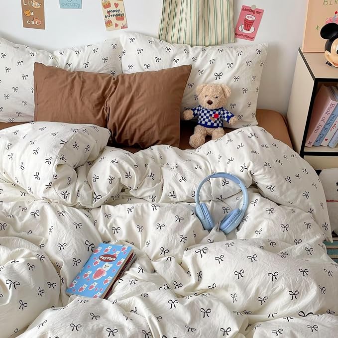 mixinni Vintage Bowknot Pattern Duvet Cover Set - Image 6