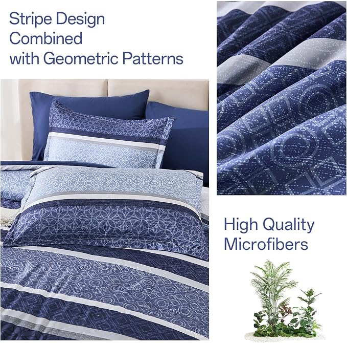 WONGS BEDDING Comforter Set King Size 7 Pieces, Patchwork Soft Lightweight - Image 8